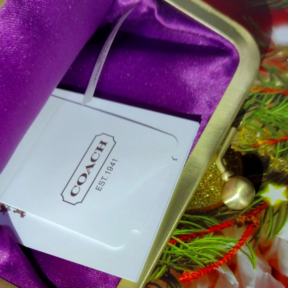 Coach Patent Leather👛 Deep Purple & Gold Hued LG 👛 Purse NWT - Picture 3 of 14